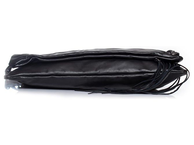 Autre Marque Maison Du Posh, borsa a tracolla con patta ripiegabile con frange e teschio Nero - vista 8