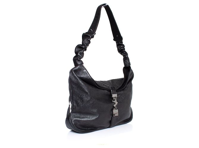 Autre Marque Casa Du Posh, bolsa de couro enrugada com visual metálico Preto - vista 3
