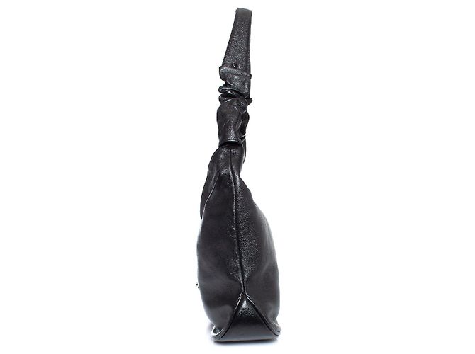 Autre Marque Casa Du Posh, bolsa de couro enrugada com visual metálico Preto - vista 5