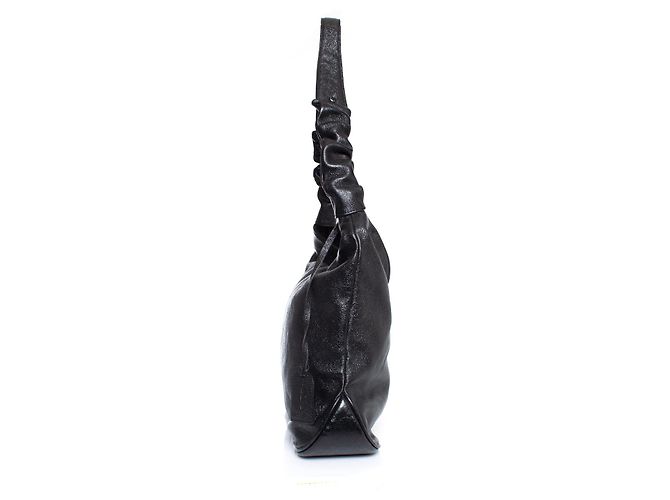 Autre Marque Casa Du Posh, bolsa de couro enrugada com visual metálico Preto - vista 6