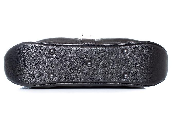 Autre Marque Casa Du Posh, bolsa de couro enrugada com visual metálico Preto - vista 7