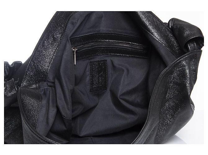 Autre Marque Casa Du Posh, bolsa de couro enrugada com visual metálico Preto - vista 9