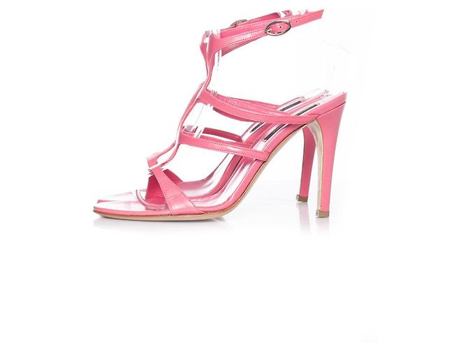 sergio rossi, sandali cut-out in pelle rosa. - vista 2