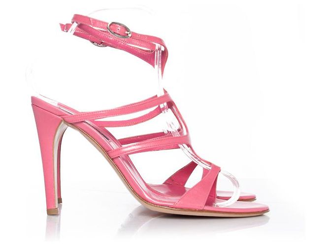 sergio rossi, sandali cut-out in pelle rosa. - vista 5