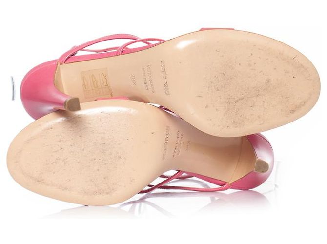 sergio rossi, sandali cut-out in pelle rosa. - vista 8