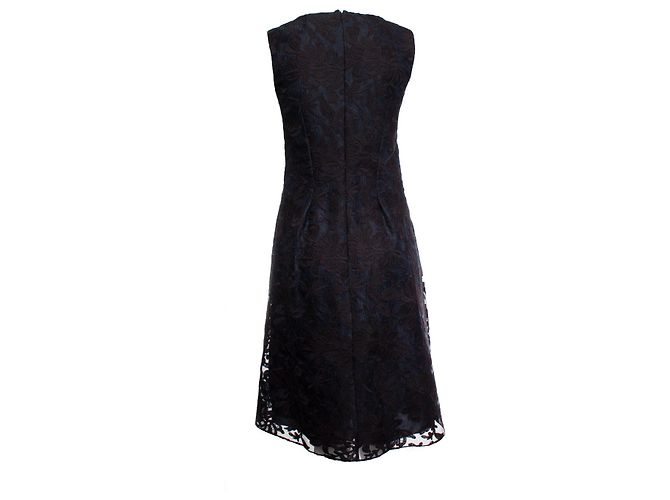 Autre Marque St. Emile, Blaues besticktes Kleid mit Blumen - Ansicht 2