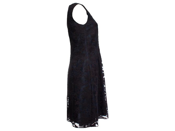 Autre Marque St. Emile, Blaues besticktes Kleid mit Blumen - Ansicht 3