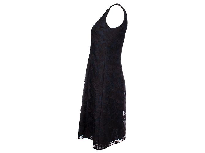 Autre Marque St. Emile, Blaues besticktes Kleid mit Blumen - Ansicht 4