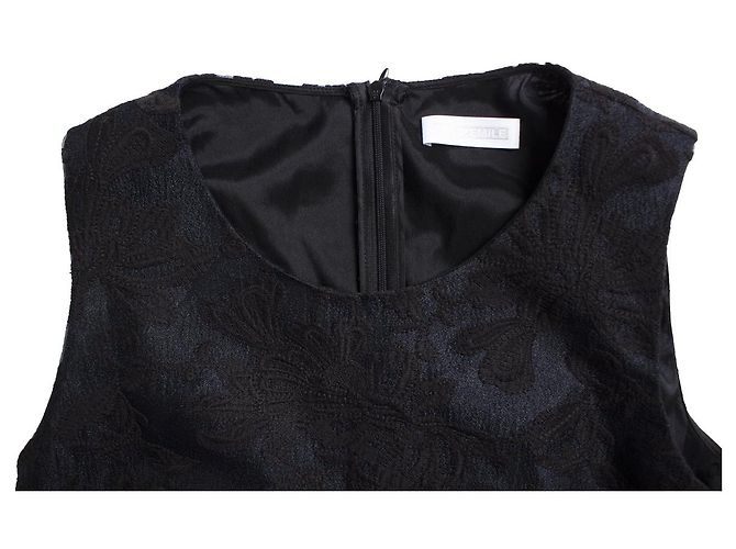 Autre Marque St. Emile, Blaues besticktes Kleid mit Blumen - Ansicht 5