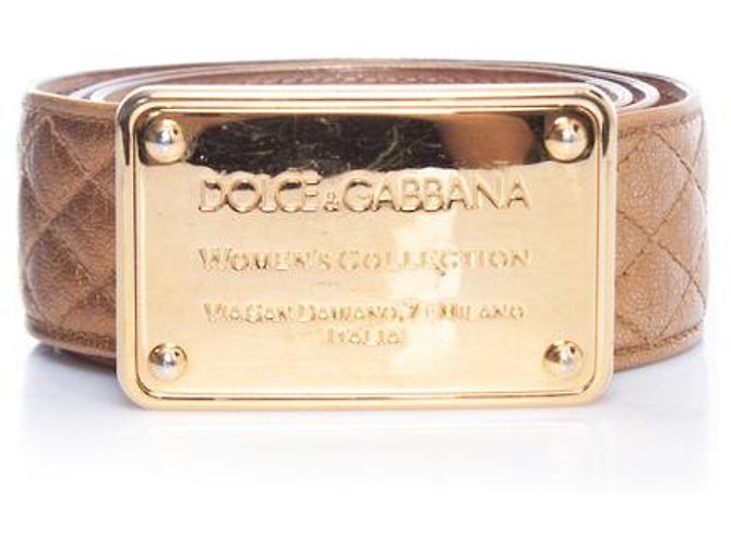 DOLCE & GABBANA, Cinto acolchoado de couro dourado - vista 4