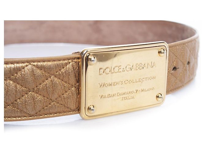 DOLCE & GABBANA, Cinto acolchoado de couro dourado - vista 5