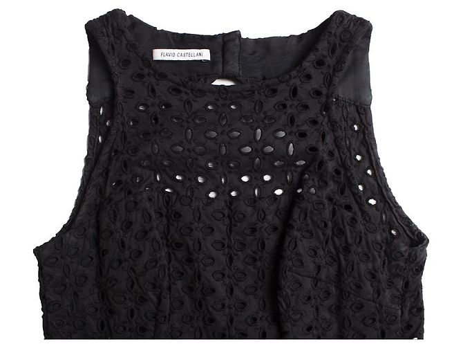 Autre Marque Flavio Castellani, ausgestelltes, perforiertes Kleid Schwarz - Ansicht 5