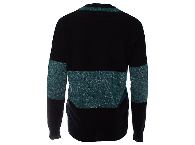 Autre Marque Répéter, pull noir avec lurex vert. - vue 2