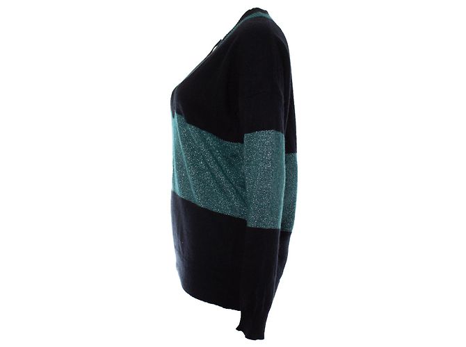 Autre Marque Répéter, pull noir avec lurex vert. - vue 3