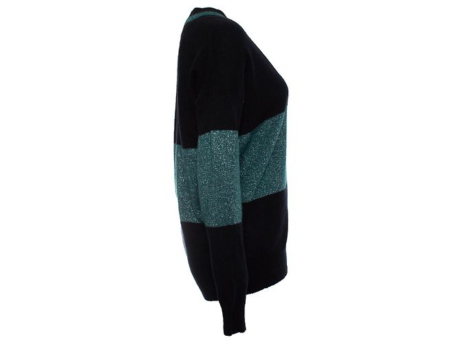 Autre Marque Répéter, pull noir avec lurex vert. - vue 4