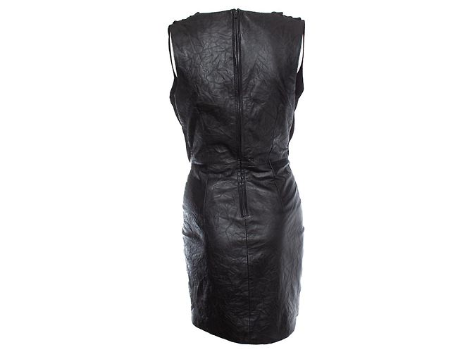 Autre Marque Gestuz, Leather dress with draped collar Black - view 2