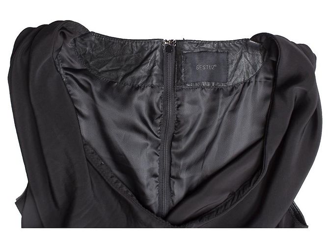 Autre Marque Gestuz, Leather dress with draped collar Black - view 6