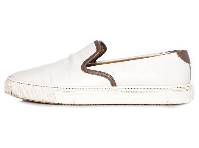 Hermès Ermete, Sneakers slip on in pelle bianca Bianco - vista 2
