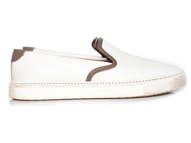 Hermès Ermete, Sneakers slip on in pelle bianca Bianco - vista 6