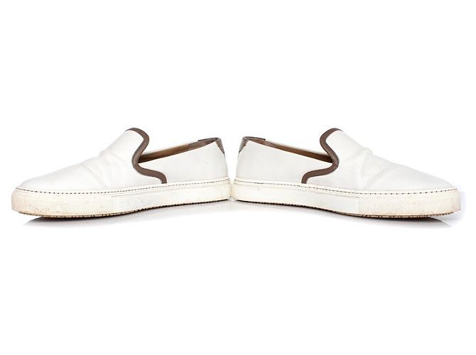 Hermès Ermete, Sneakers slip on in pelle bianca Bianco - vista 7