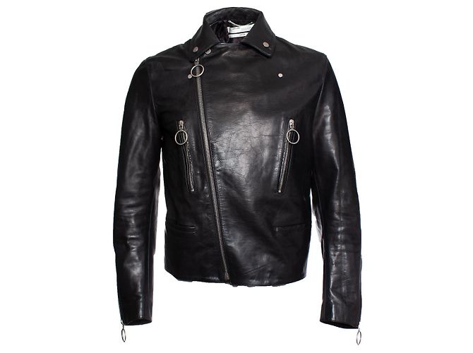 Off White Off-White, Leather biker jacket Black - view 2
