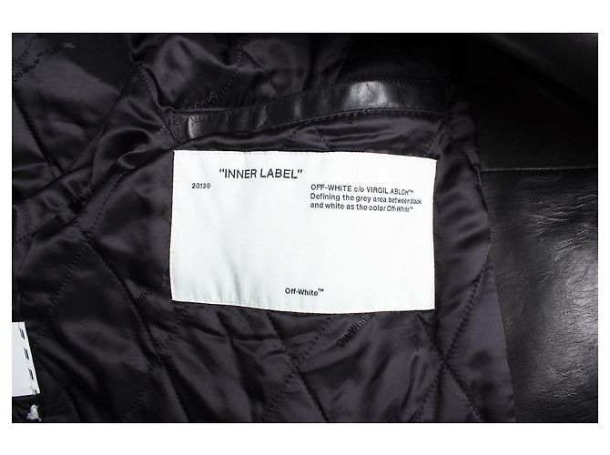 Off White Off-White, Leather biker jacket Black - view 7