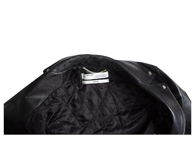 Off White Off-White, Leather biker jacket Black - view 8