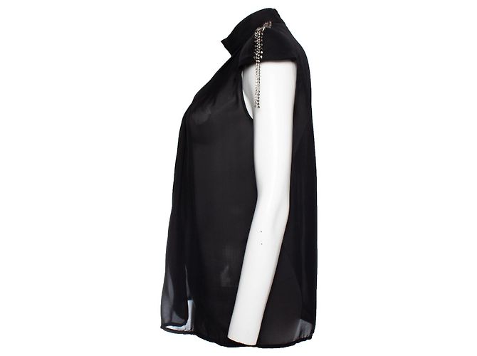 PIERRE BALMAIN, top con hombreras Negro - vista 4