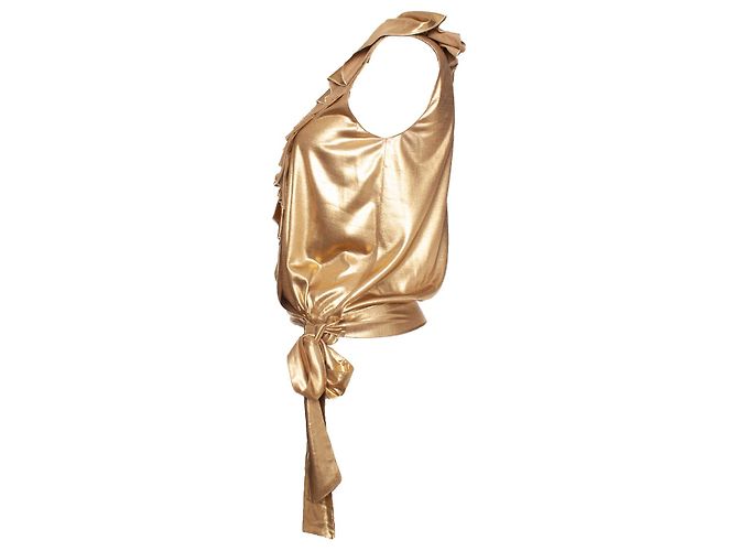 Chanel, Top oro con volant e fiocco D'oro - vista 3
