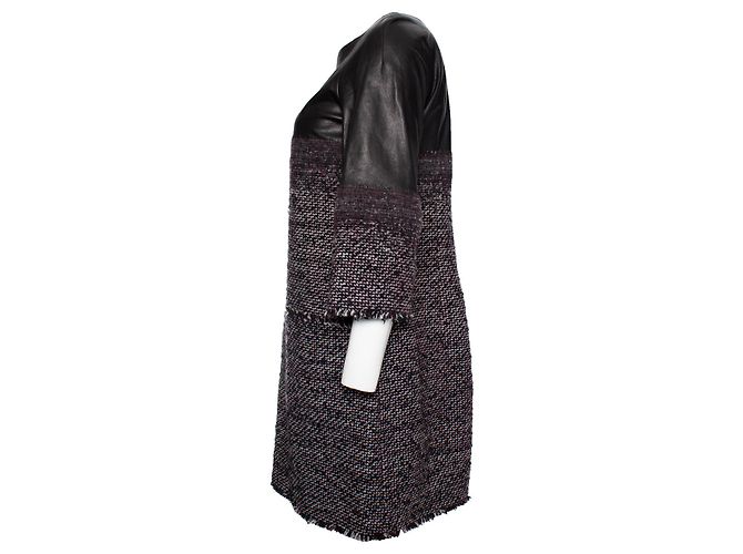 Chanel, Tweedkleid mit Leder Schwarz - Ansicht 4