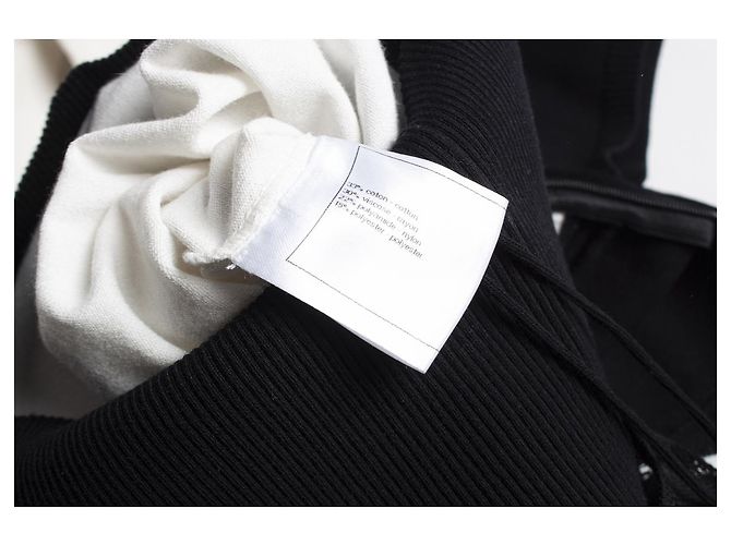 Chanel, vestido abierto de lana tejida con cuello blanco Negro - vista 6