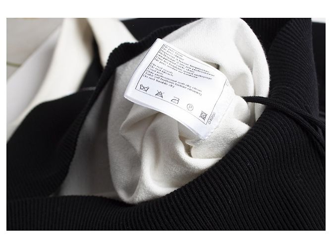 Chanel, vestido abierto de lana tejida con cuello blanco Negro - vista 7