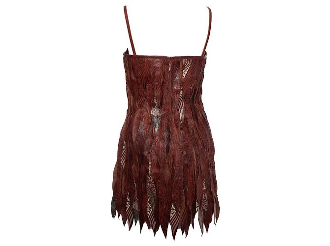 Autre Marque Diesel Schwarzes Gold, Lasergeschnittenes Lederkleid Braun - Ansicht 2