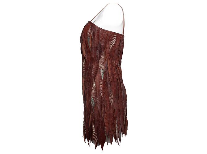 Autre Marque Diesel Schwarzes Gold, Lasergeschnittenes Lederkleid Braun - Ansicht 4