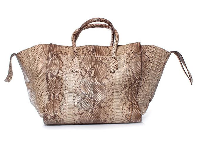 Céline Celine, Phantom Luggage tote in python leather Brown - view 2
