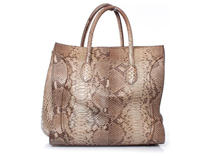 Céline Celine, Phantom Luggage tote in python leather Brown - view 4