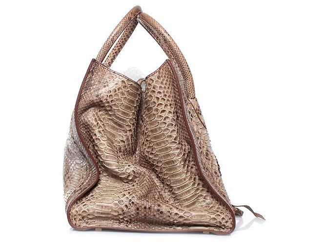 Céline Celine, Phantom Luggage tote in python leather Brown - view 6