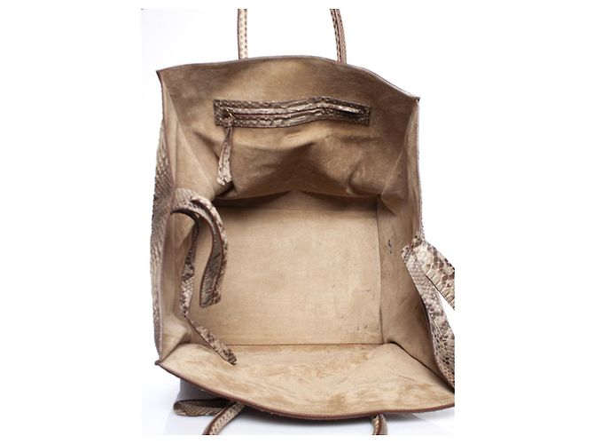 Céline Celine, Phantom Luggage tote in python leather Brown - view 7