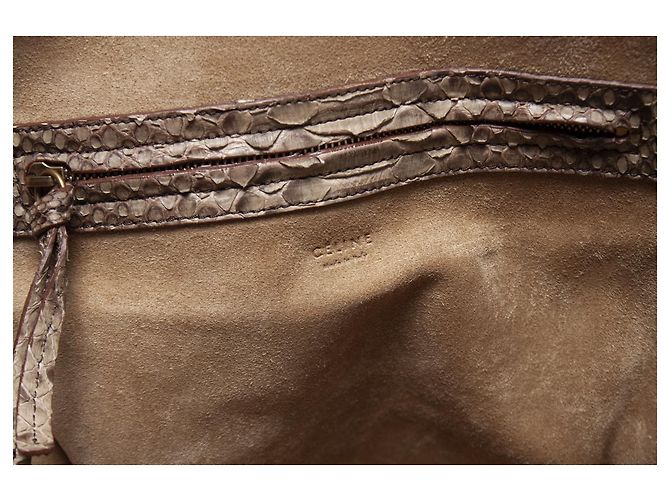 Céline Celine, Phantom Luggage tote in python leather Brown - view 9