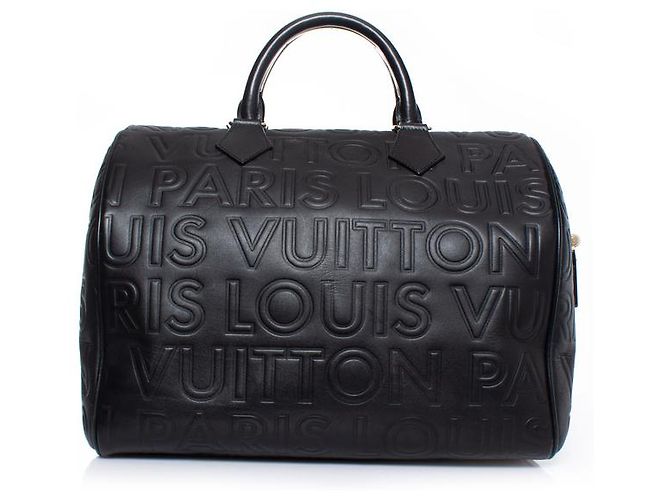 Louis Vuitton, speedy cube in pelle di vitello goffrata Nero - vista 3