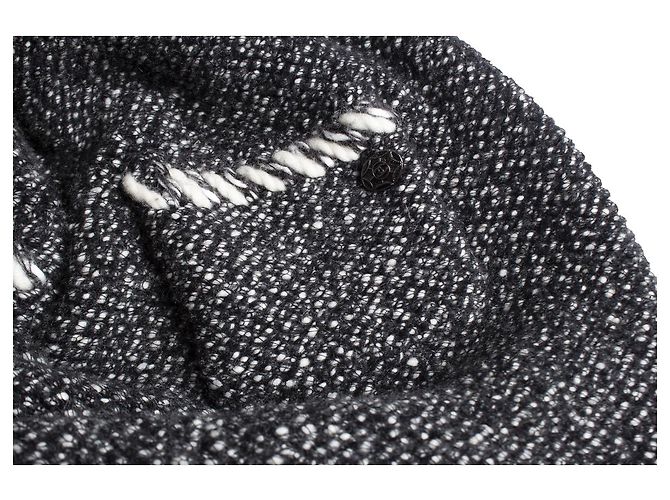 Chanel, Vestido de cachemir con flecos de pelo Negro Gris - vista 5