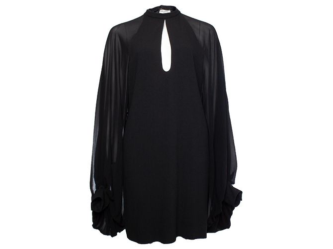SAINT LAURENT, Schwarzes Kleid mit Puffärmeln - Ansicht 2