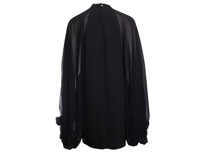SAINT LAURENT, Schwarzes Kleid mit Puffärmeln - Ansicht 3