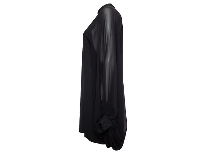 SAINT LAURENT, Schwarzes Kleid mit Puffärmeln - Ansicht 4