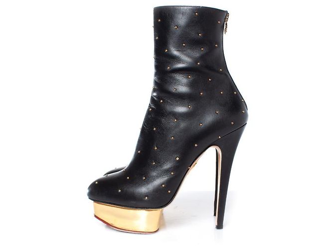 Charlotte Olympia Charlotte Olimpia, botas de plataforma de cuero Negro - vista 2