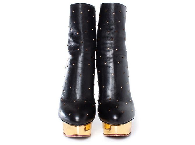Charlotte Olympia Charlotte Olimpia, botas de plataforma de cuero Negro - vista 3