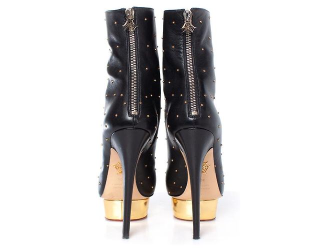 Charlotte Olympia Charlotte Olimpia, botas de plataforma de cuero Negro - vista 5