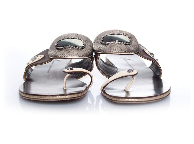 Giuseppe Zanotti, Sandali in pelle marrone. Argento - vista 3
