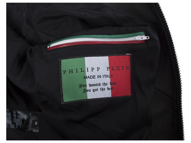 Philipp Plein, Bomberjacke „Reginald“ aus schwarzem Leder - Ansicht 6