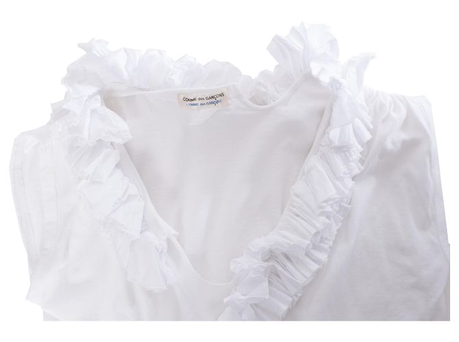 COMME des GARCONS, Top bianco vintage con rouges. - vista 5